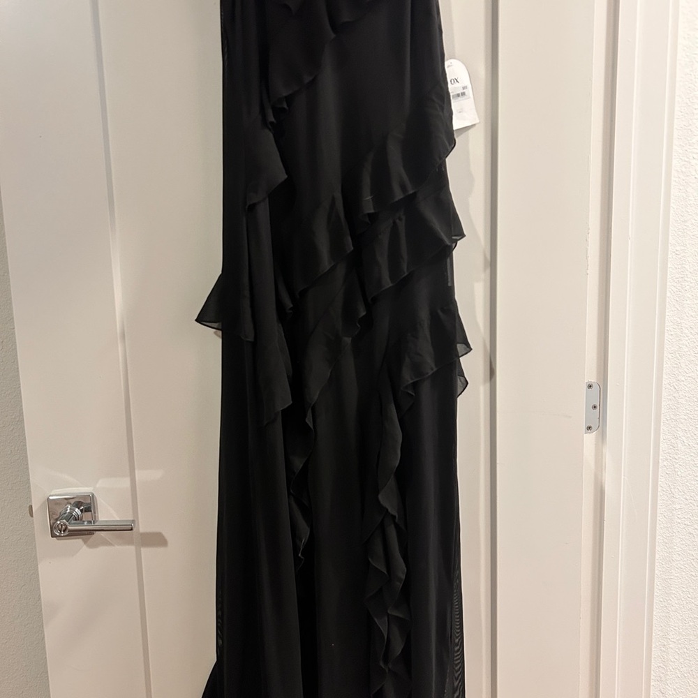 ARULA Black Asymmetrical Gown Sleeveless